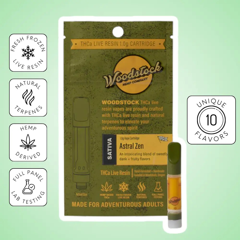 WOODSTOCK HEMP COMPANY THCA LIQUID DIAMOND + LIVE RESIN 1G CARTS 5CT