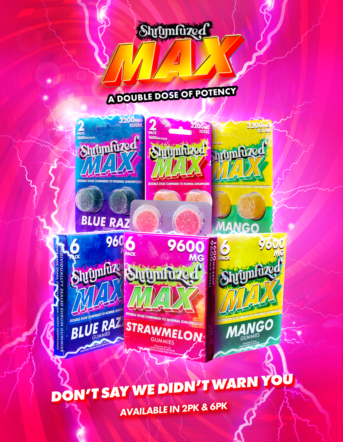 Shrumfuzed Max Mushroom Gummies 9600mg Nootropic tripy Blendz 6pk 5ct