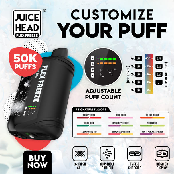 JUICE HEAD FLEX FREEZE 50K DISPOSABLE 5CT