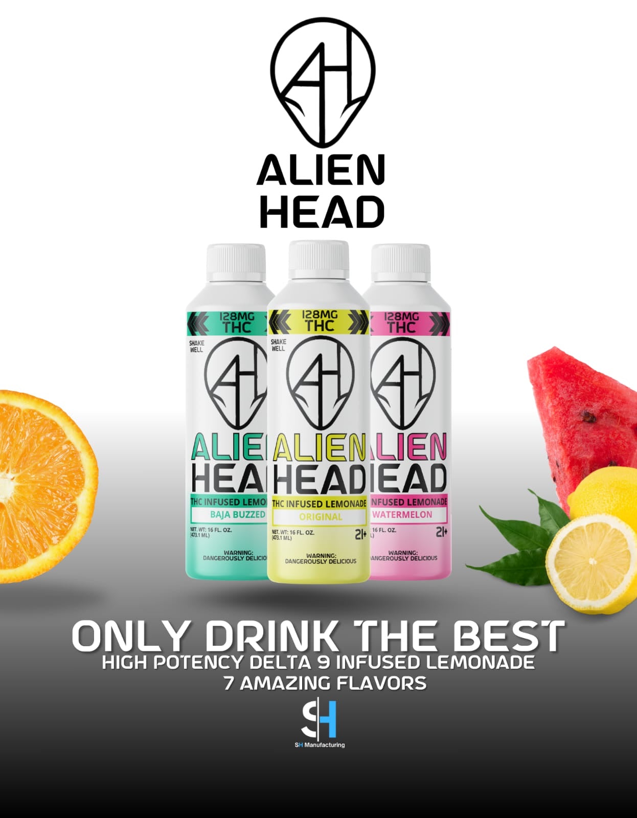 ALIEN HEAD 128MG THC INFUSED LEMONADE 16OZ