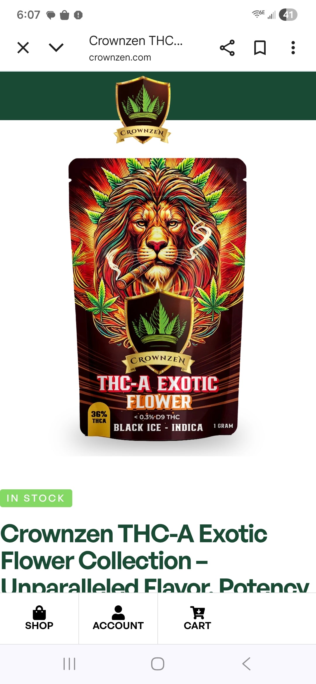 CROWN ZEN 1G THCA FLOWER 28CT