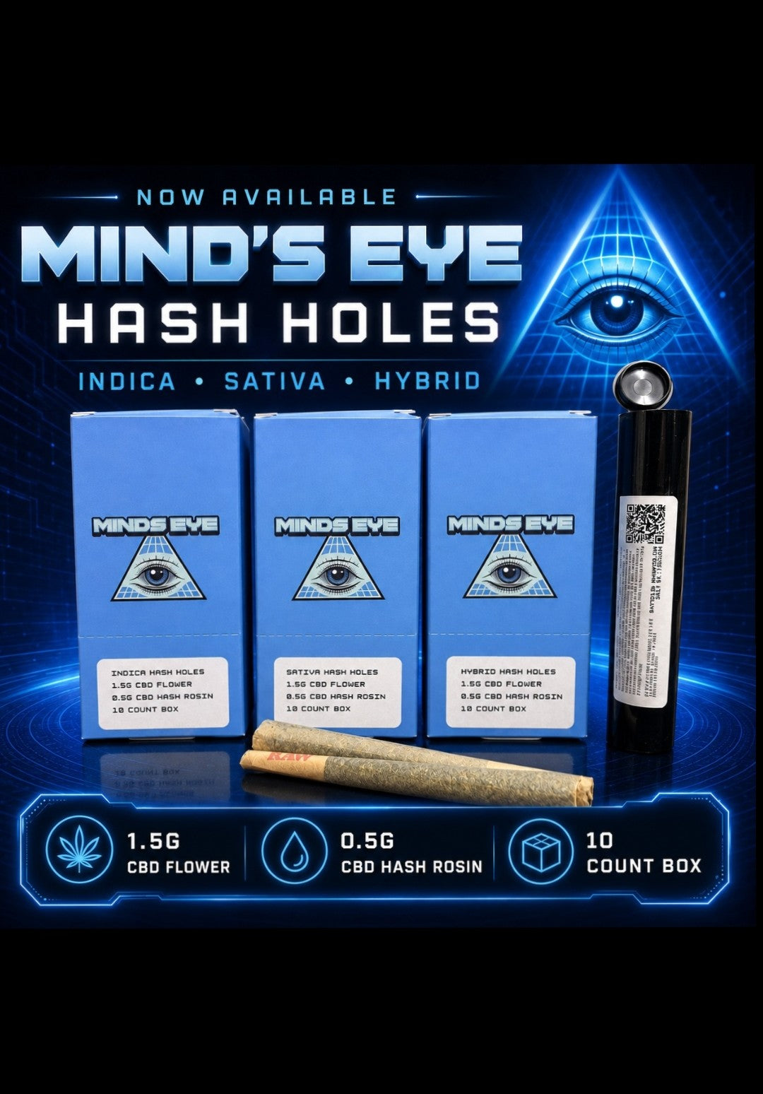 MINDS EYE HASH HOLE 2PK PRE ROLLS 10CT {TX COMPLIANT}