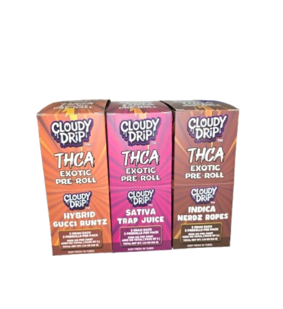 CLOUDY DRIP EXOTIC THCA 2G PRE ROLL 2PK, 10CT