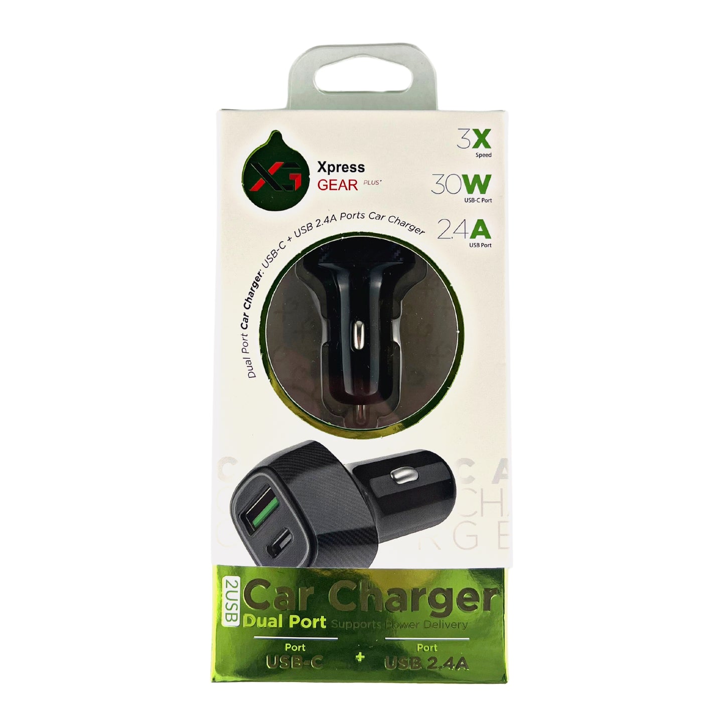 XG PD CAR CHARGER DUAL PORTS W/ TYPE C PORT