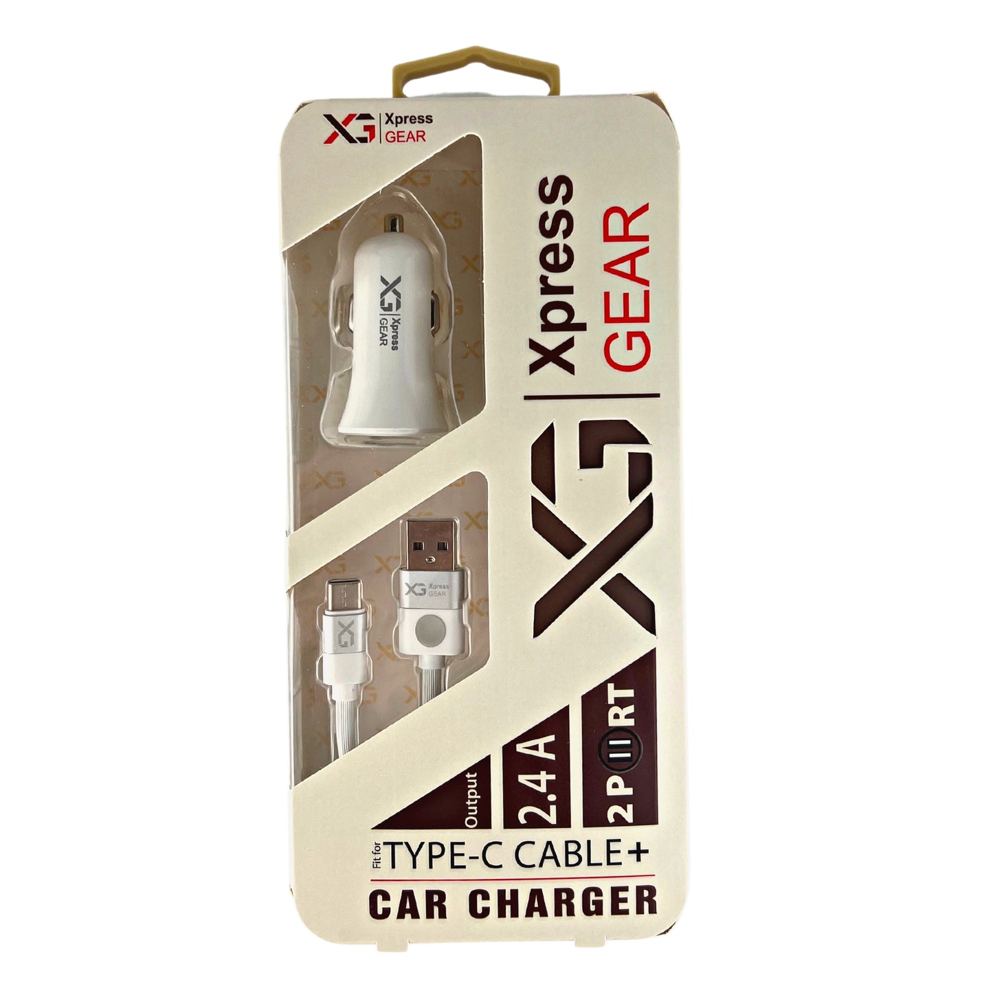 XG TYPE-C 2.4 mAh DUAL CAR CHARGER/CABLE