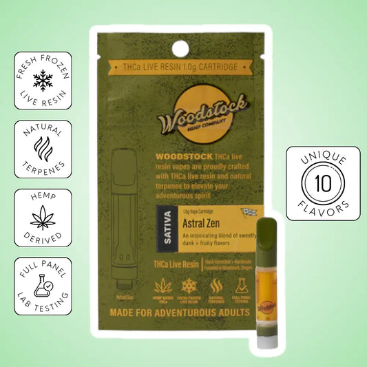 WOODSTOCK HEMP COMPANY THCA LIQUID DIAMOND + LIVE RESIN 1G CARTS 5CT