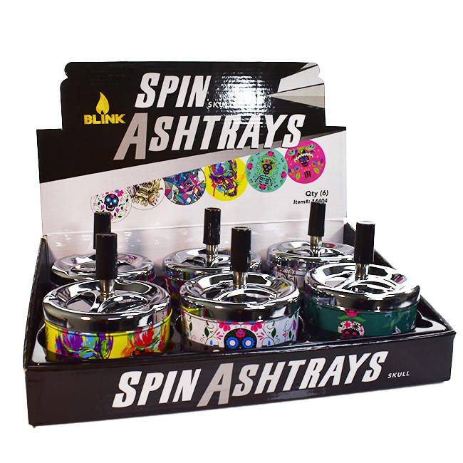 BLINK SKULL SPIN ASHTRAYS 6CT