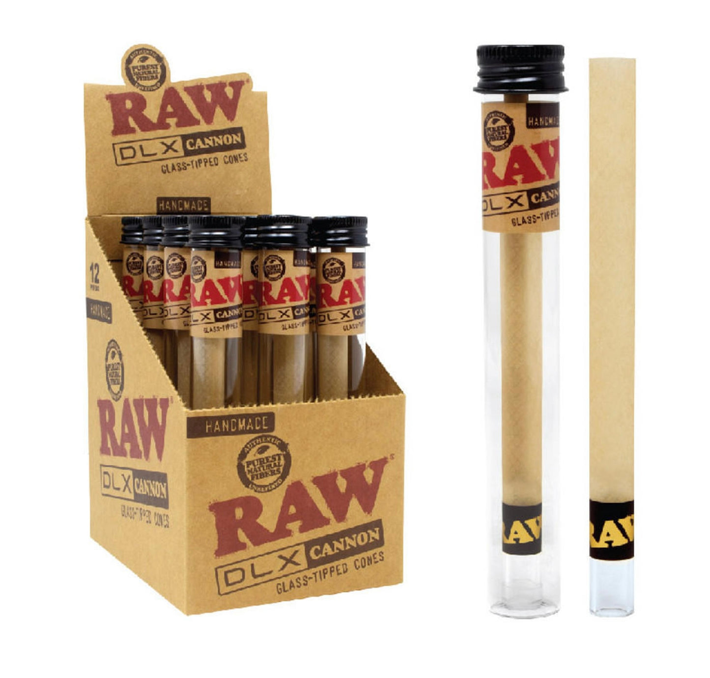 RAW DLX GLASS TIPPED CONES 12CT