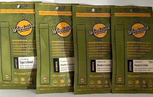 WOODSTOCK HEMP COMPANY THCA LIQUID DIAMOND + LIVE RESIN 2G DISPOSABLE 5CT