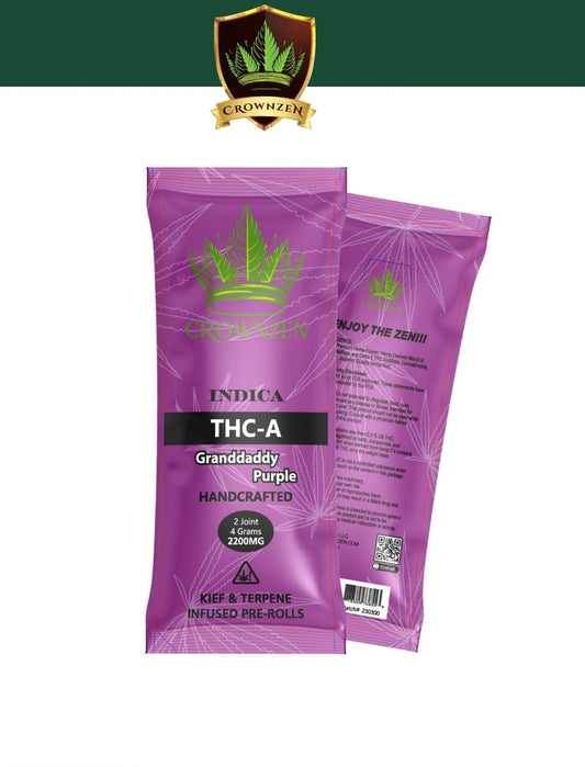CROWN ZEN THCA SAUCE INFUSED WITH KIEF 2 x2G PRE ROLLS 12ct 36.2%thca