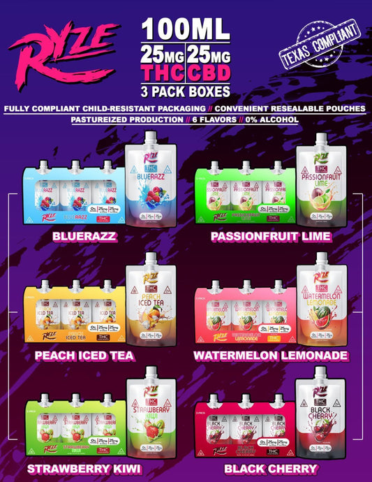 RYZE THC INFUSED BEVERAGE 100ML 3PK