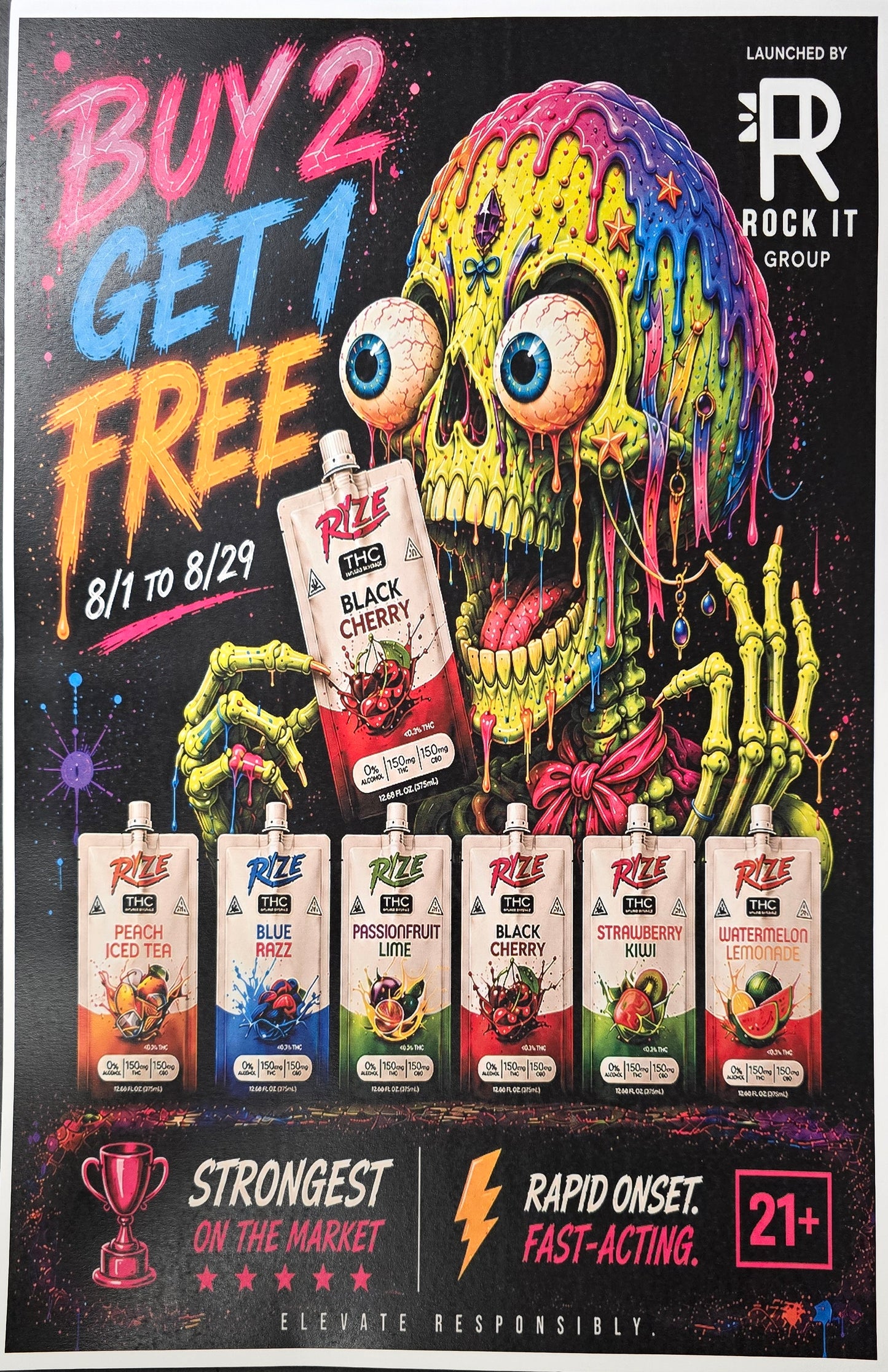 RYZE THC INFUSED BEVERAGE 100ML 3PK