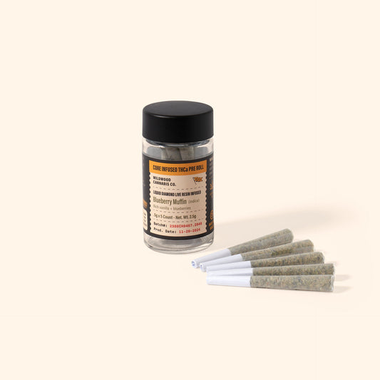 WILDWOOD THCA LIVE RESIN CORE INFUSED PRE ROLLS .7G, 5CT
