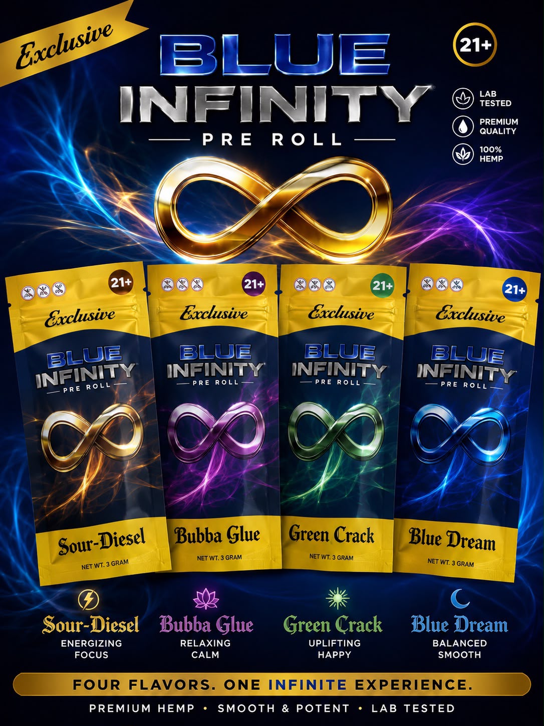 BLUE INFINITY EXCLUSIVE 20PK BLUE LOTUS PRE ROLLS 10CT