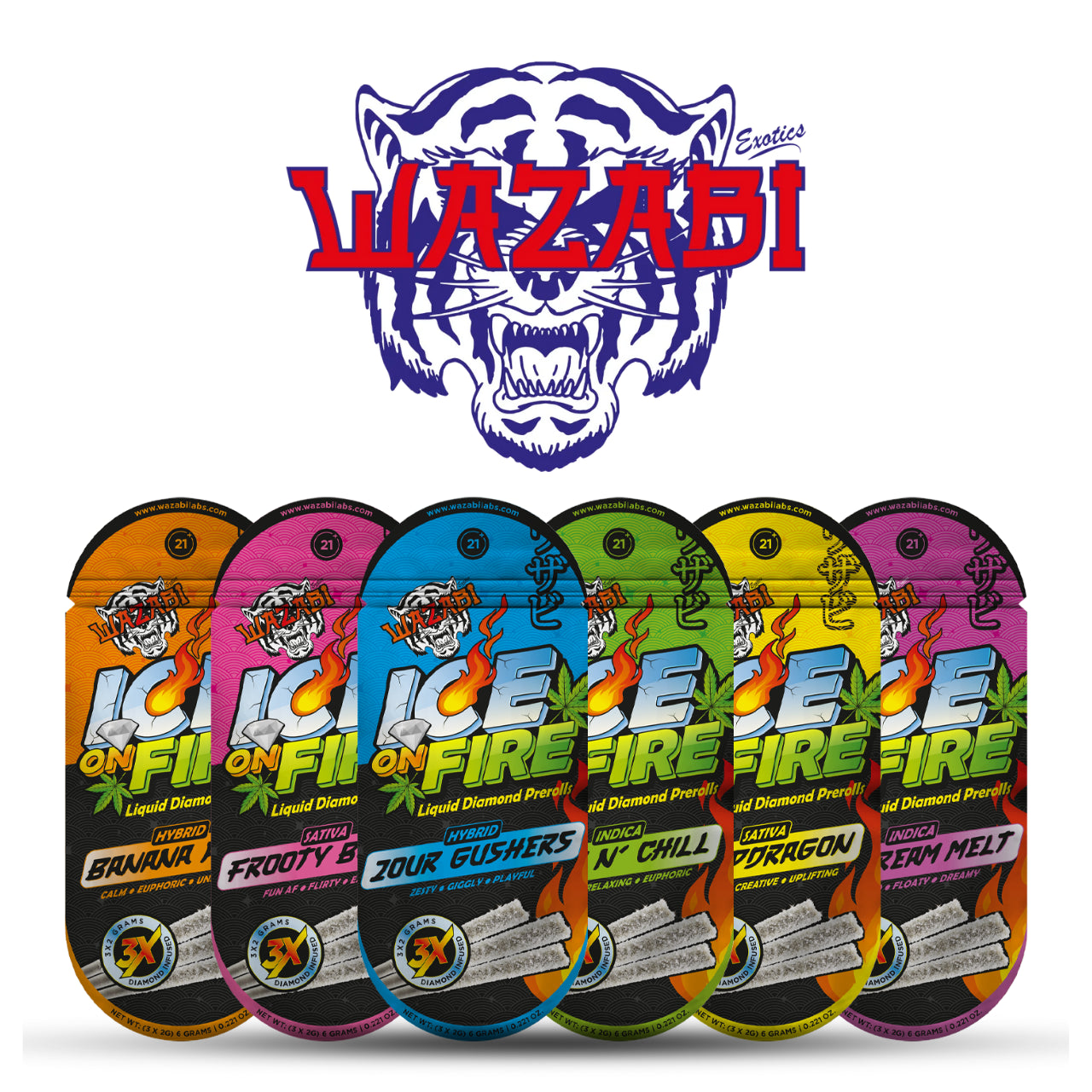 WAZABI FIRE ON ICE LD 3X2G PRE ROLLS 5CT