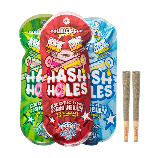 WAZABI 2X2G PRE ROLLS HASHHOLE EXOTIC & ROSIN JELLY 10CT