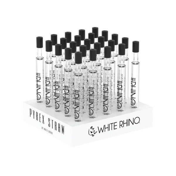 WHITE RHINO PYREX V2 DAB STRAW WITH SILICONE CAP 25CT