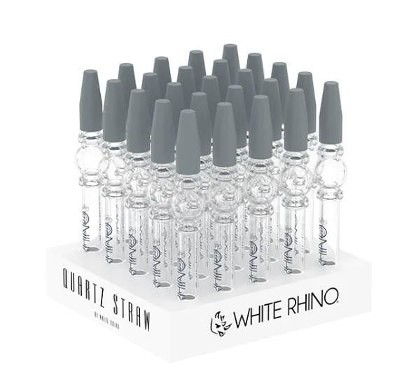 WHITE RHINO QUARTZ V3 DAB STRAW WITH SILICONE CAP 25CT