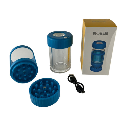 GLOW JAR| LED JAR WITH GRINDER AND ONE HITTER