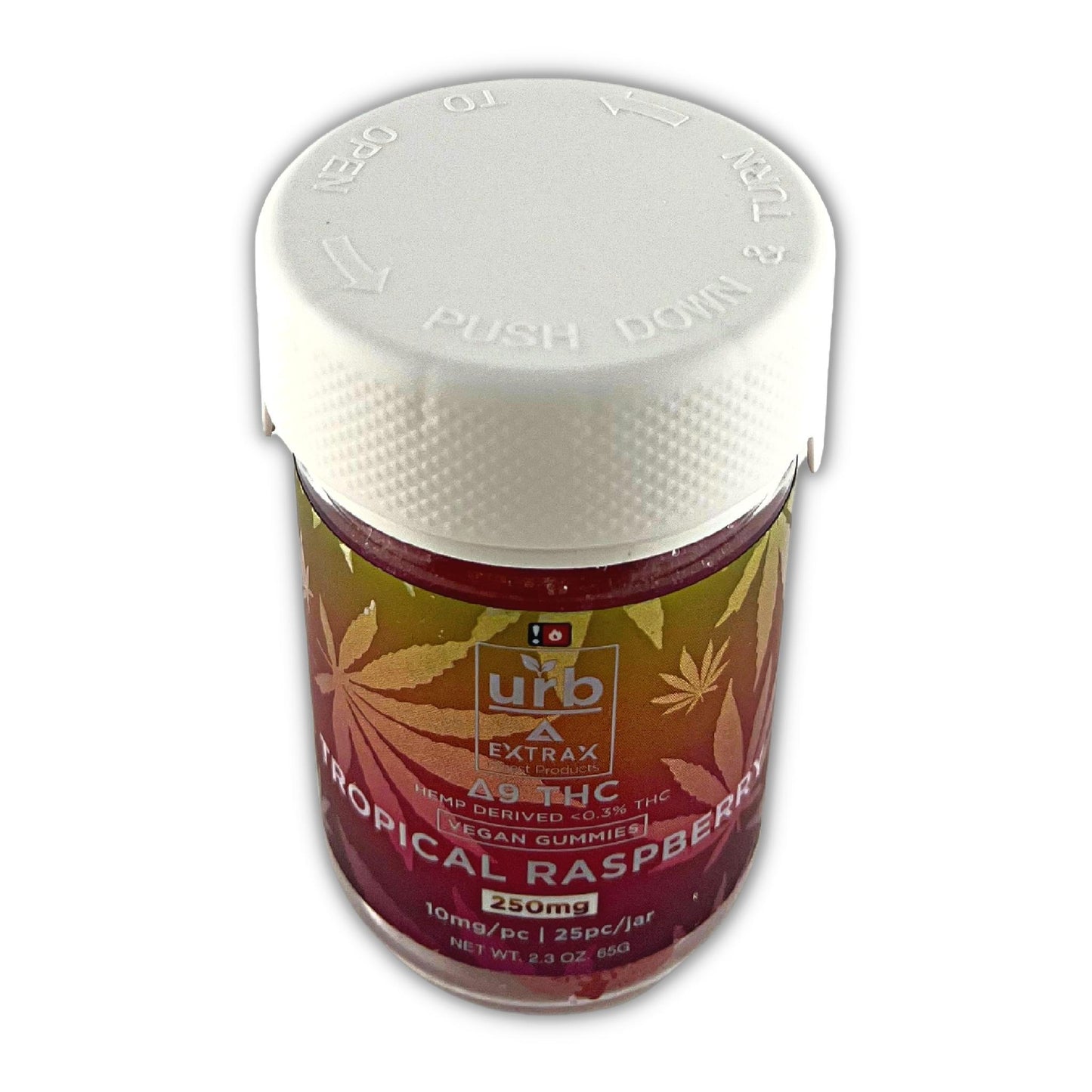 DELTA EXTRAX URB DELTA 9 VEGAN GUMMIES - 250MG 25 CT/JAR (10 MG/PC)