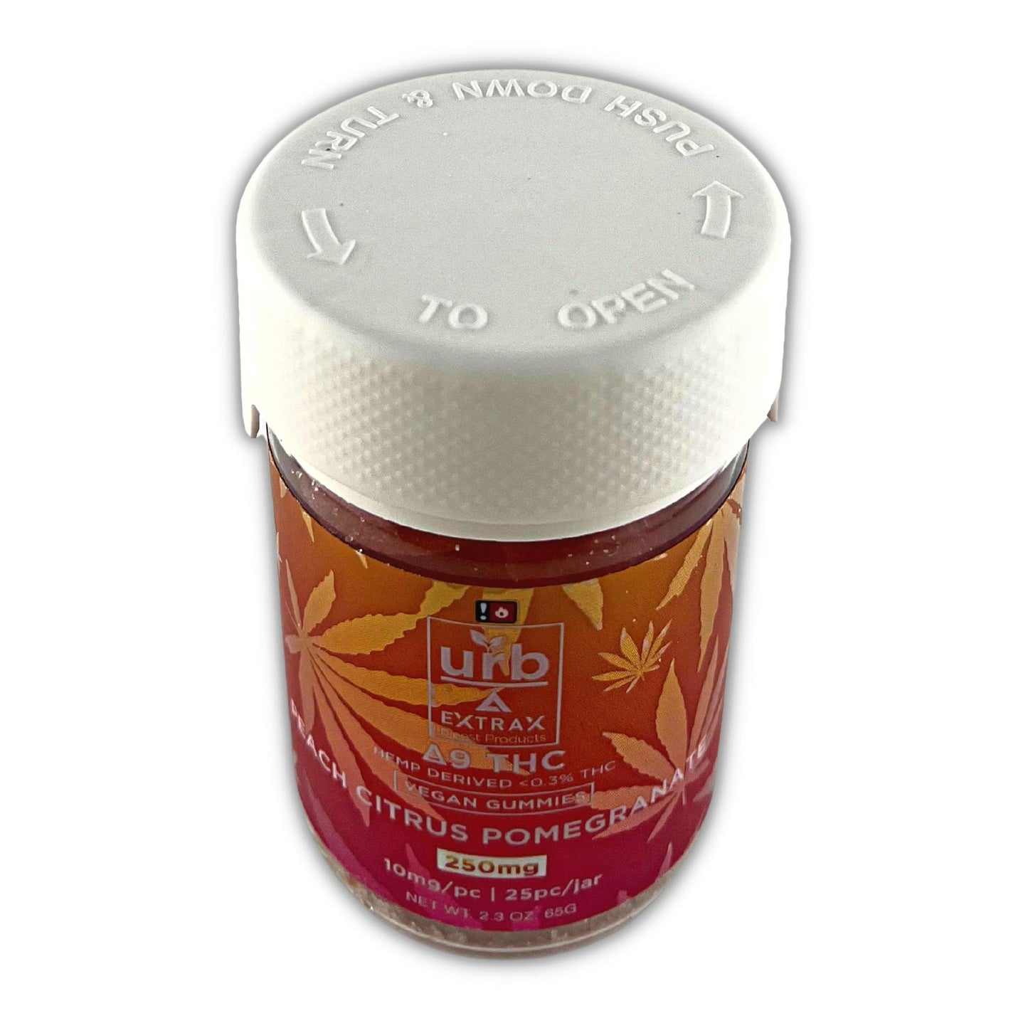 DELTA EXTRAX URB DELTA 9 VEGAN GUMMIES - 250MG 25 CT/JAR (10 MG/PC)