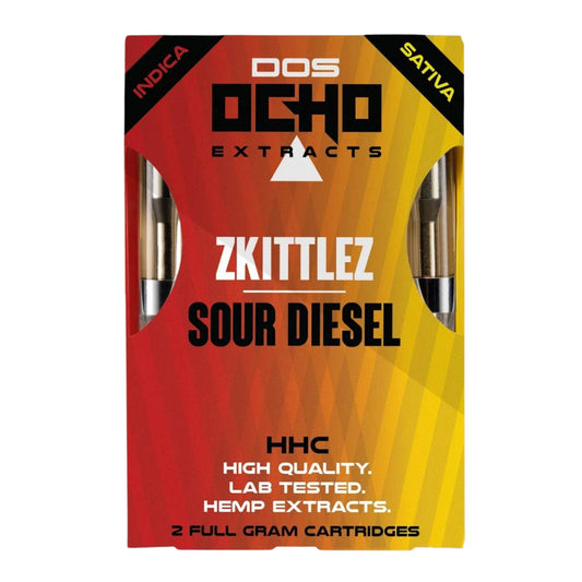 OCHO EXTRACTS - DOS OCHO - ZKITTLEZ & SOUR DIESEL - HHC - DUAL (1G) CARTRIDGES